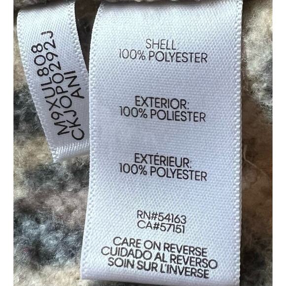 CALVIN KLEIN Sherpa Full Zip Faux Fun Leopard Print Soft Sleeveless Vest Sz M - Picture 6 of 7